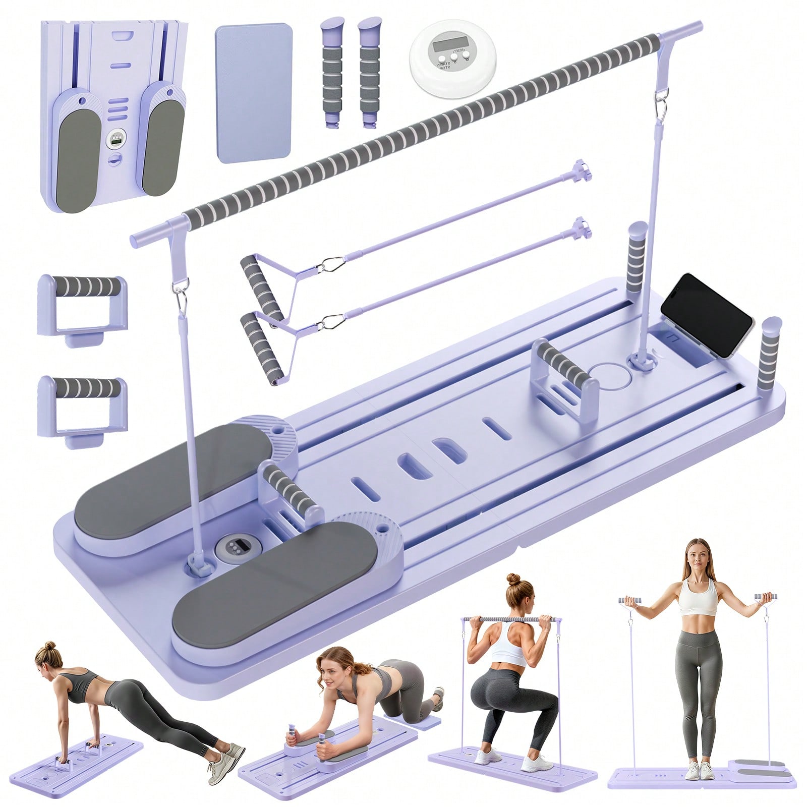Fitness Equipment - Reformer do pilatesu z drążkiem, deska