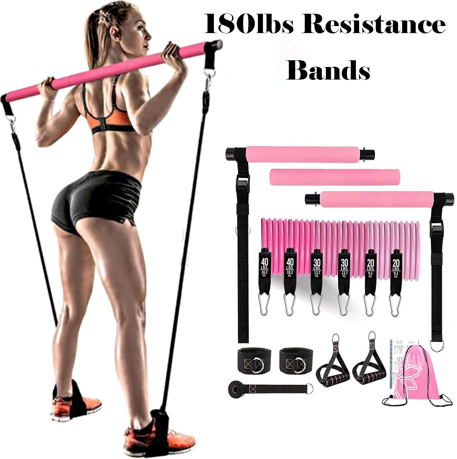 Zestaw do ćwiczeń z taśmami op – Pilates Bar Kit With Resistance Bands recenzja i cena